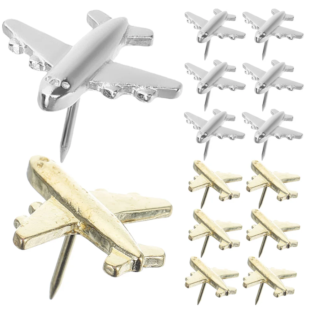24 Pcs Aircraft Pushpin Map Pins Decorative Thumbtacks Metal Airplane Cork Board Small Bulletin Steel Needle Pushpins