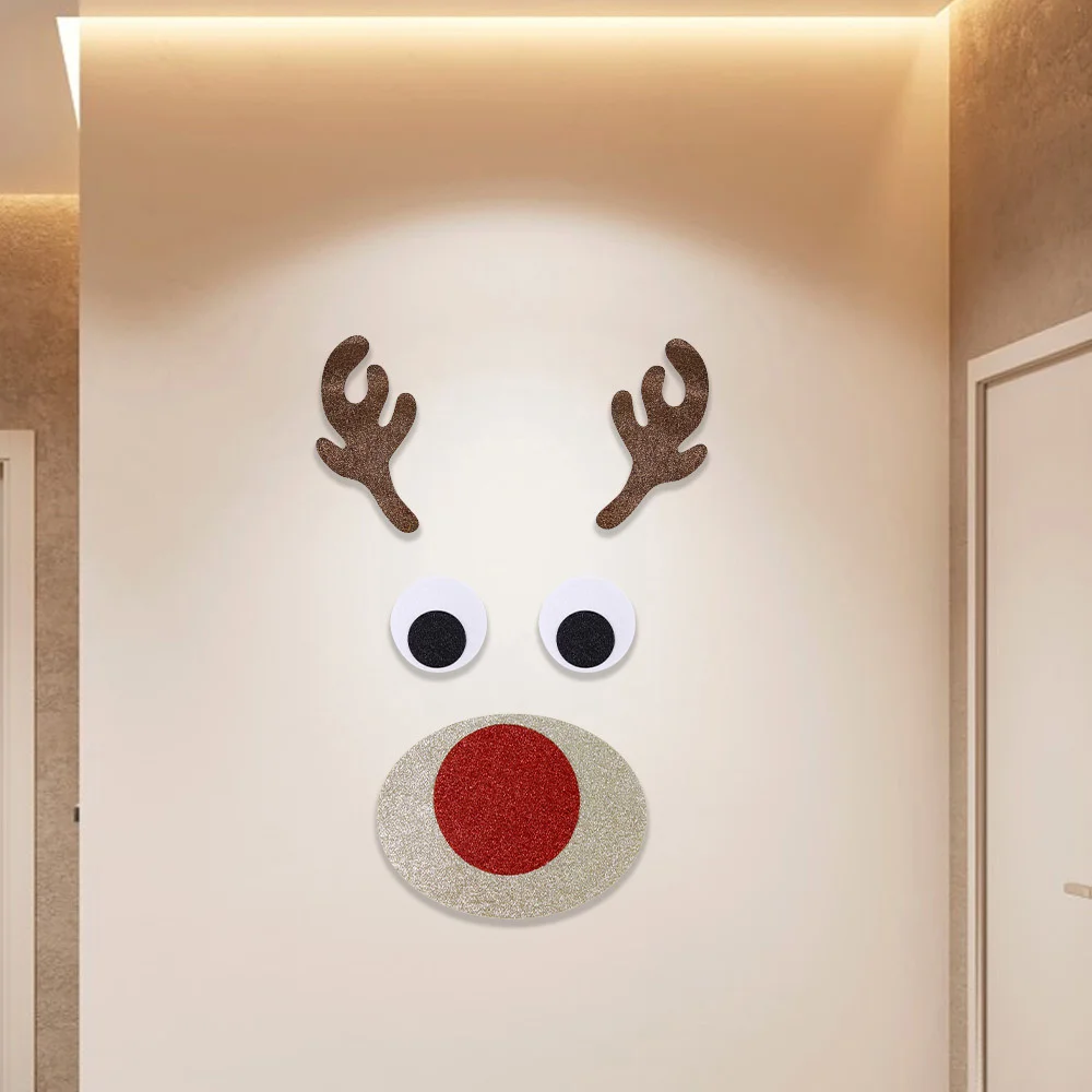 Christmas Stickers Colorful Door Stickers Vibrant Felt Cloth Ornament Home Decor