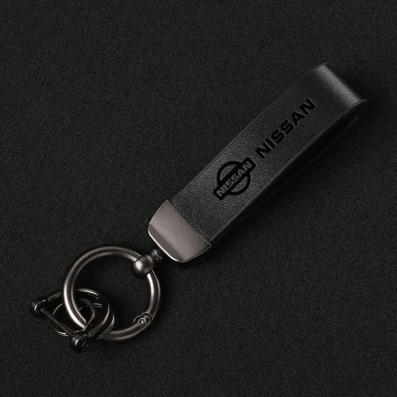 Luxury Genuine Leather Keychain Car Key Ring Holder Jewelry Custom Gift For Nissan X-trail Qashqai Juke Rogue Altima Leaf Car