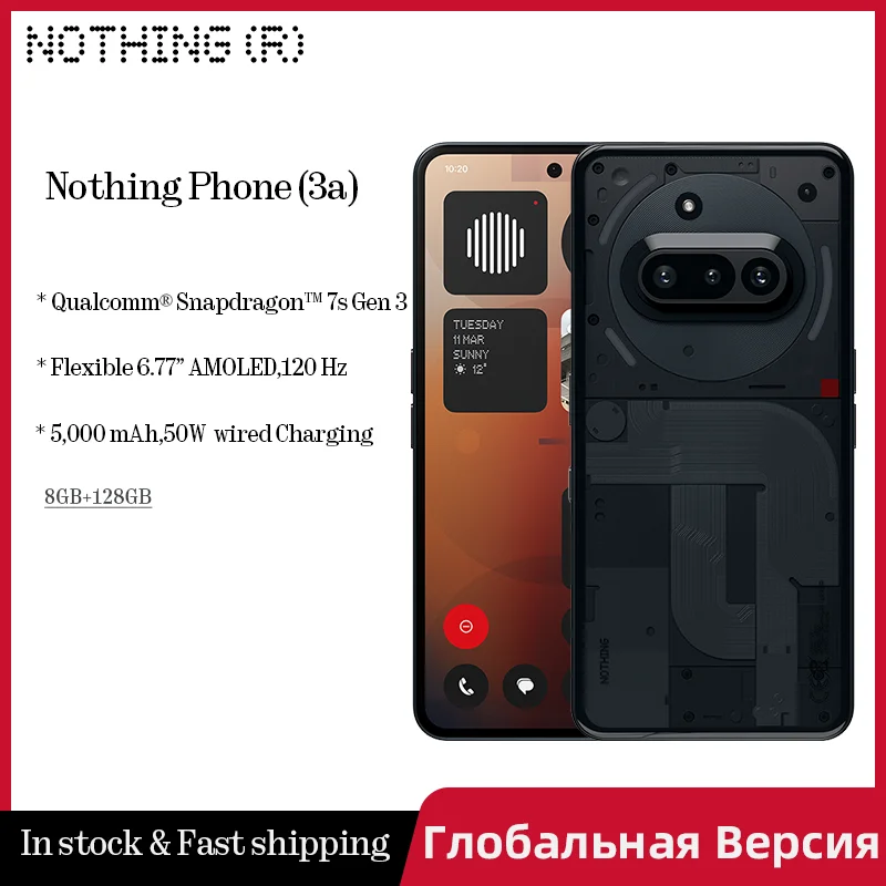 Global Version Nothing Phone (3a) Qualcomm Snapdragon 7s Gen 3