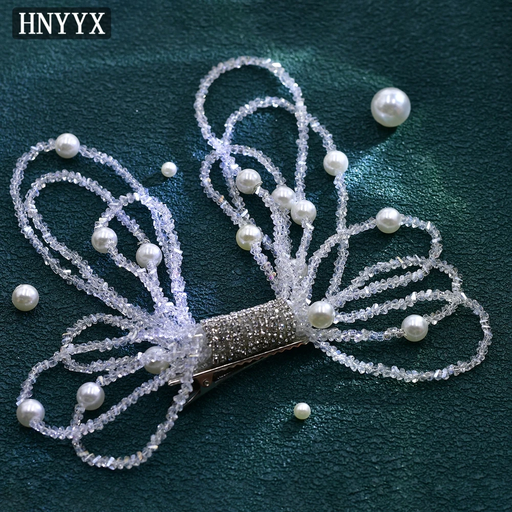 HNYYX Fashion Pearl Girl Hair Clips Elegant Women's Beaded Hairpin Side Hairwear Wedding Jewelry Hair Accessories A173