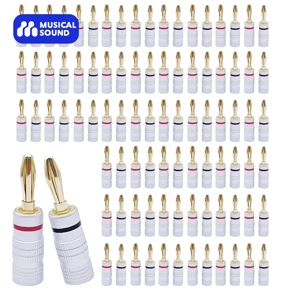 Musical Sound Speaker Banana Plug HiFi Audio Connector 4/12/24/50 Pieces Gold Plated 4mm Speaker Cable Banana Plug Jack