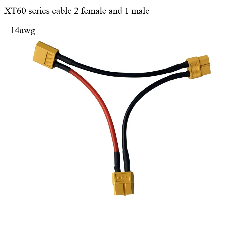 High-Quality Cable for Lithium Battery Connection, Male and Female Plugs, 10CM Length, 12/14/16AWG