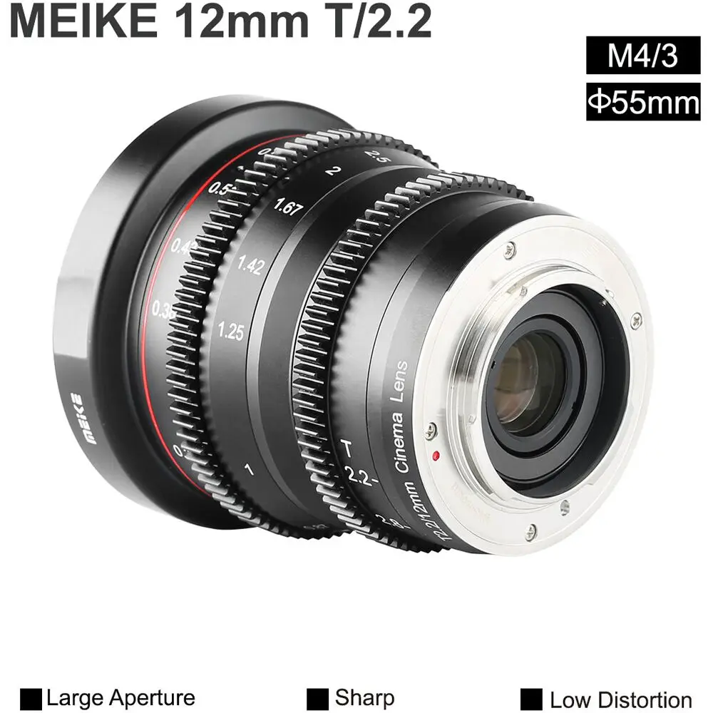 메이케 T2.2 대구경 수동 초점 프라임 시네 렌즈 (올림푸스, 파나소닉 M43, 후지필름 X,  E, BMPCC 4K, Zcam E2+)