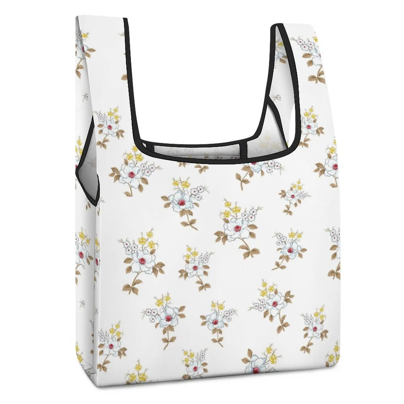 

Customized Printed Small Shopping Bag Double Strap Handbag Elegant Simple Style Tote Casual Woman Grocery Bag Custom Pattern