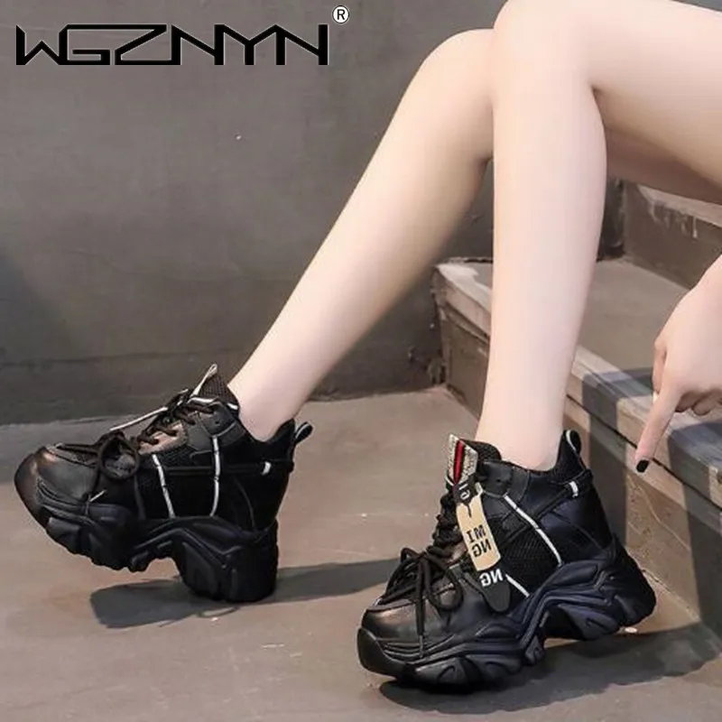 

Women's Chunky Platform Sneakers 2024 Autumn Thick Bottom Sports Shoes Woman Black White Trainers Zapatillas De Mujer for Female