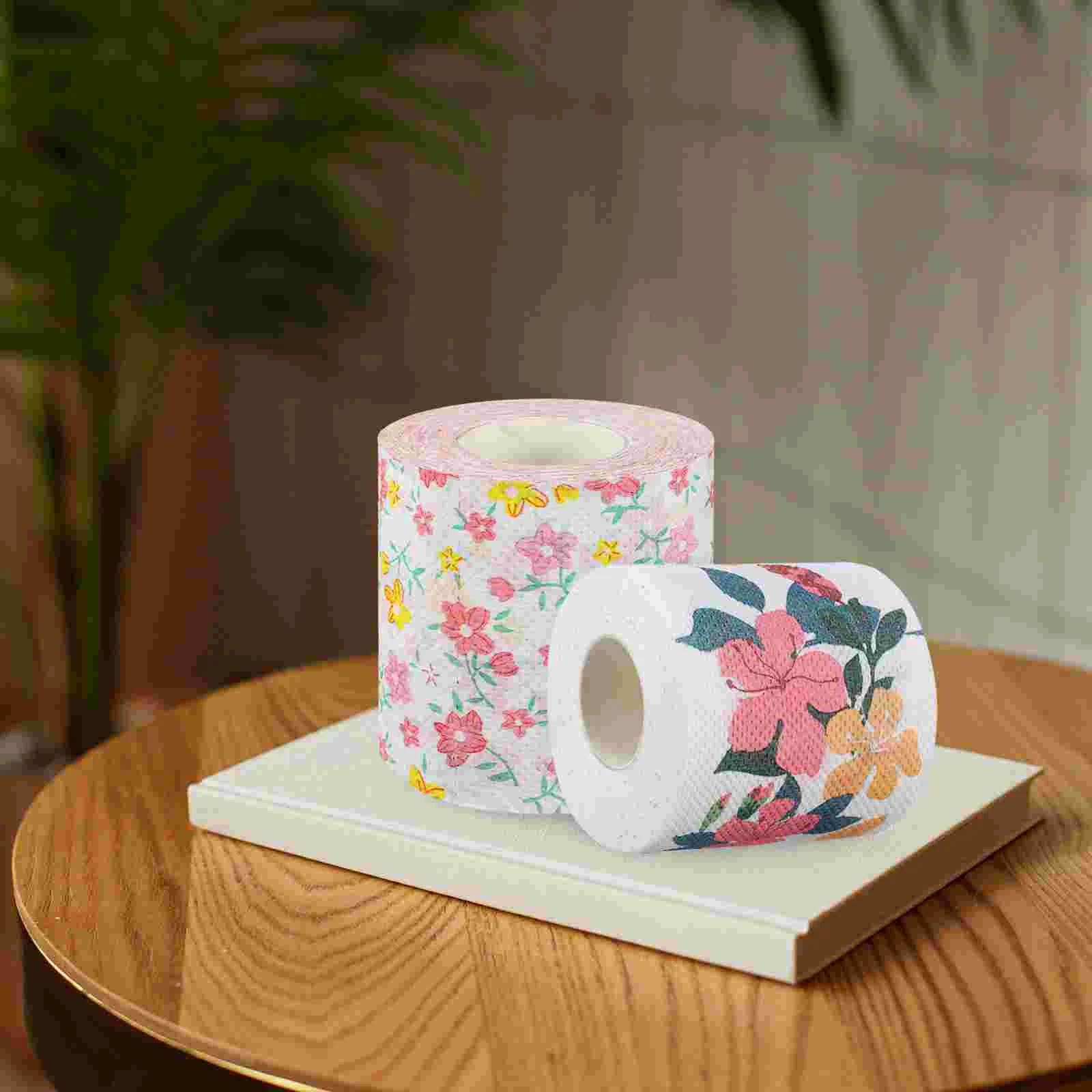 Of Floral Printed Toilet Papers Flower Pattern Toilet Tissues Rolled Paper Decorative Napkins For Home Office Travel