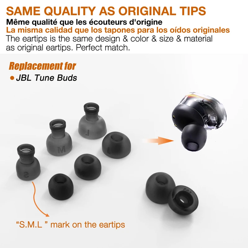 Eartips Replacement for JBL Tune Buds Earbuds Earpad * 6 Pairs
