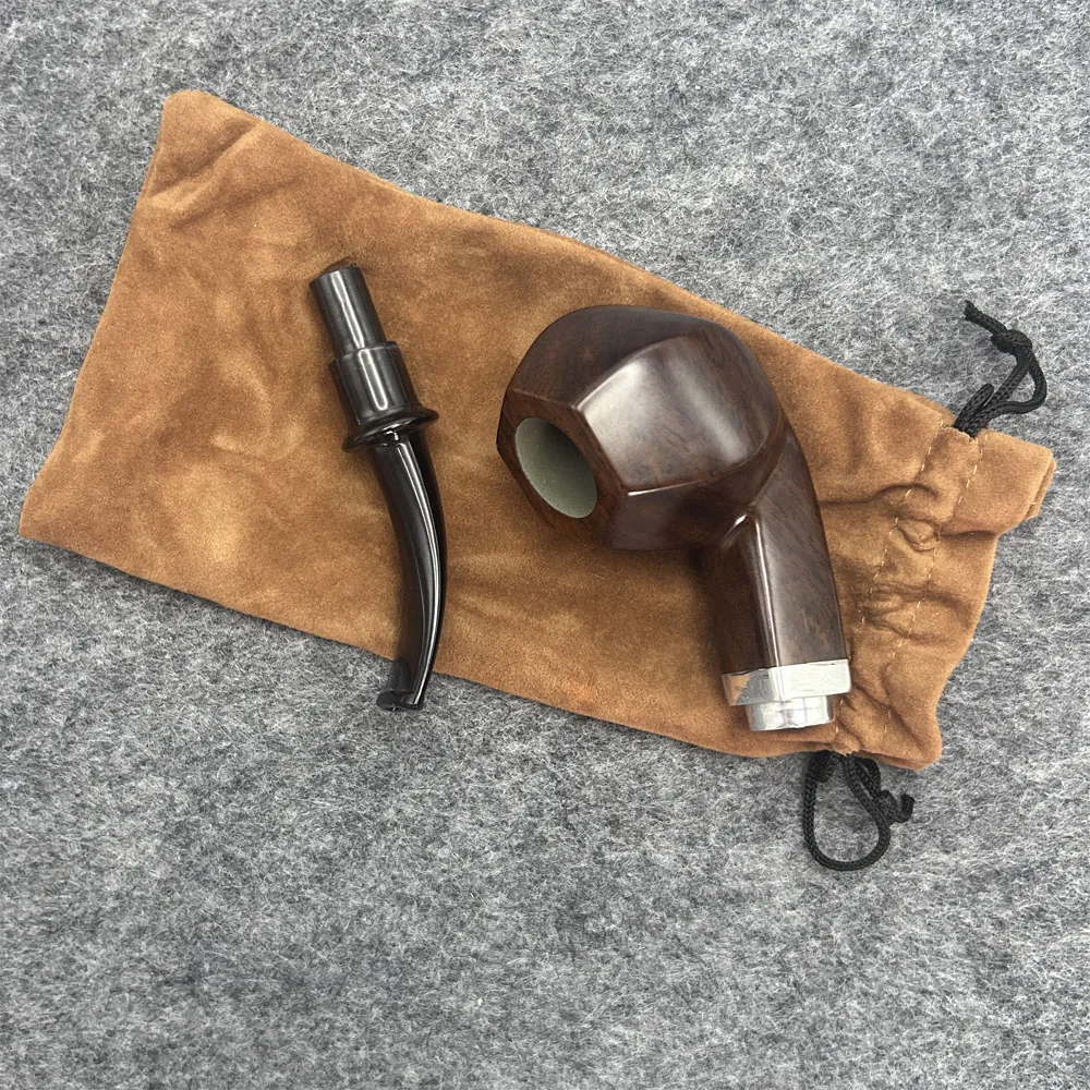 1pcs Natural Ebony Wood Wooden Tobacco Pipe Sandalwood Smoking Pipe Filter Smoke