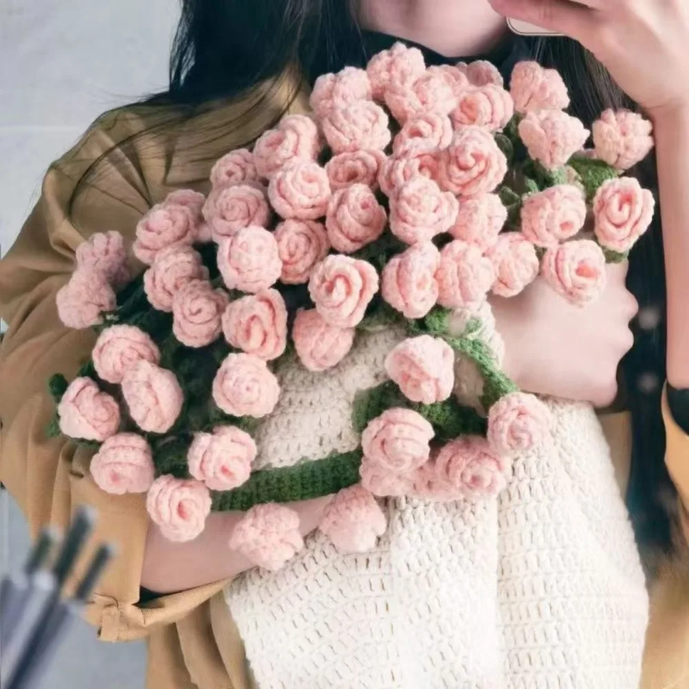 New 60cm Rose Bouquet Blankets Finished Product Crocheted Blanket