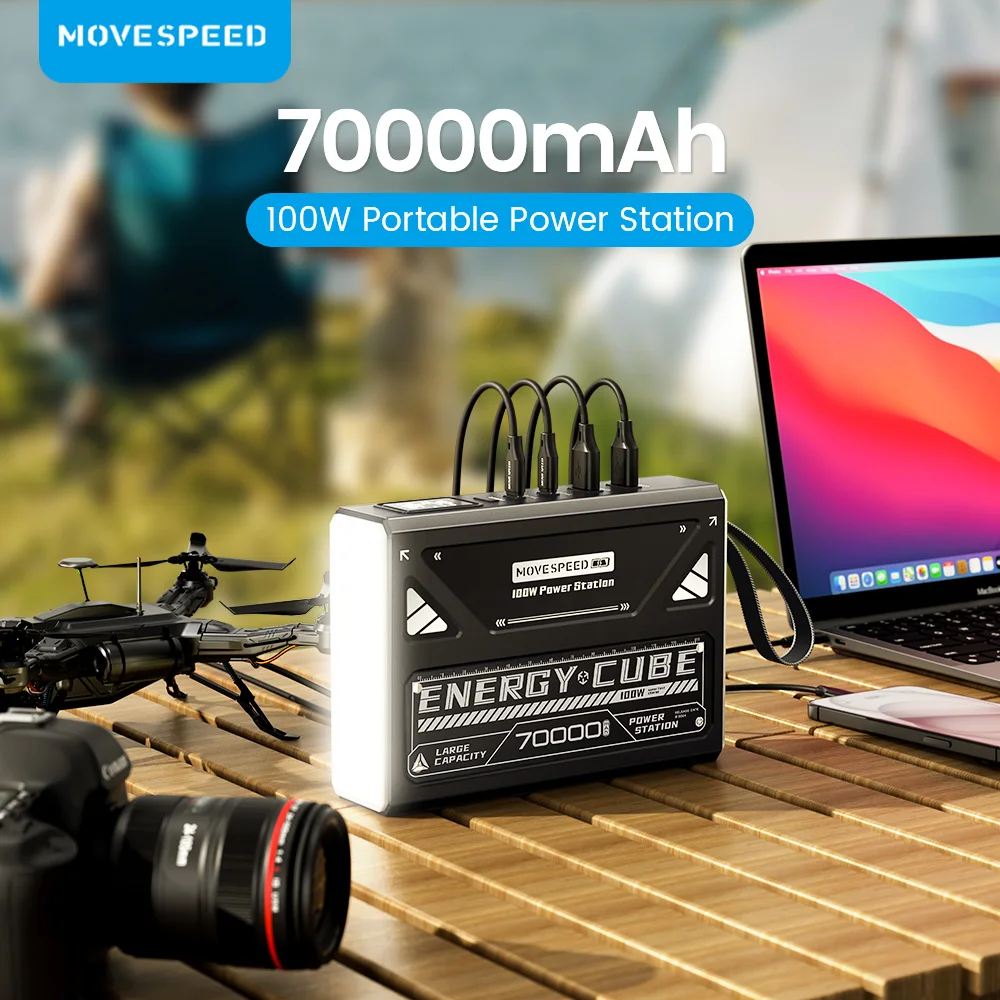 MOVESPEED Z70 Pro High Capacity Power Bank Fast Charge 70000mAh 100W Max External Battery USB C for iPhone Laptop Outdoor