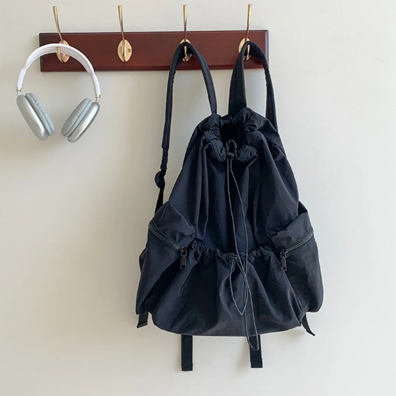 

Модные рюкзаки с рюшами для женщин, повседневный нейлоновый рюкзак, внешний вес, Студенческая сумка, Вместительная дорожная сумка 2024