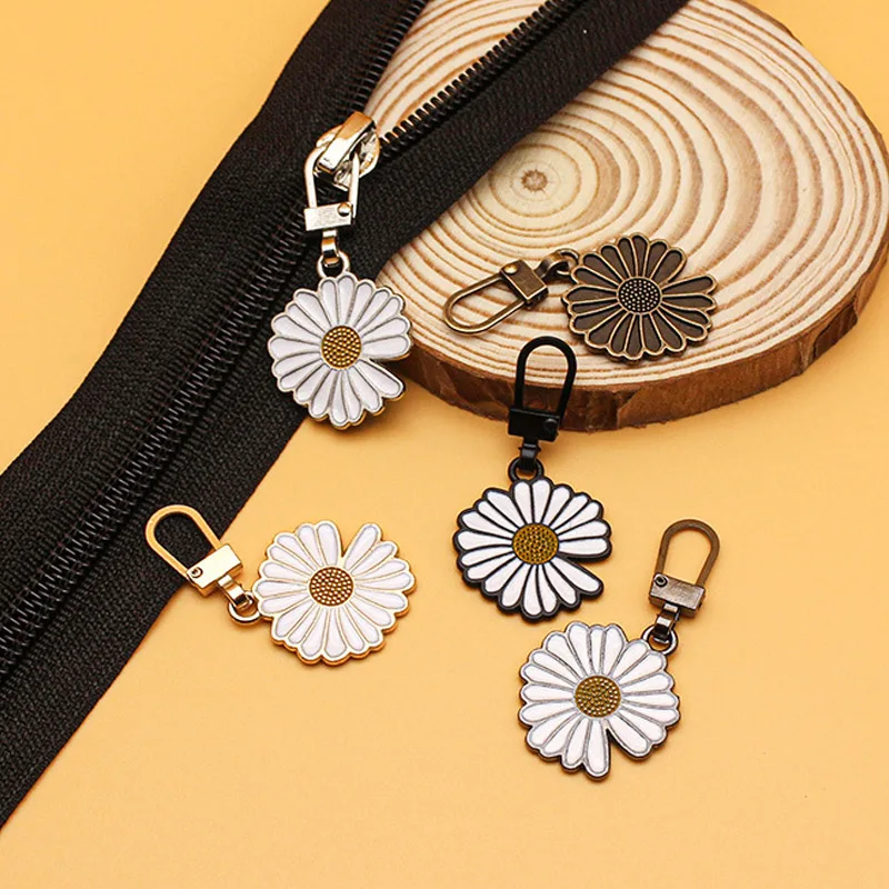 Daisy Removable Zipper Head Reusable Environmental Metal Instant Zipper Pull Tab Sewing Craft Tool Wear-Resistant Pendant