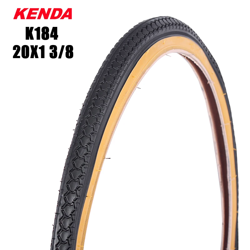 KENDA-Bicycle Tire with Yellow Edge, Retro, Leisure, Bicycle Accessories, 20 in, KENDA, 20 in, K184, 20*1 3/8