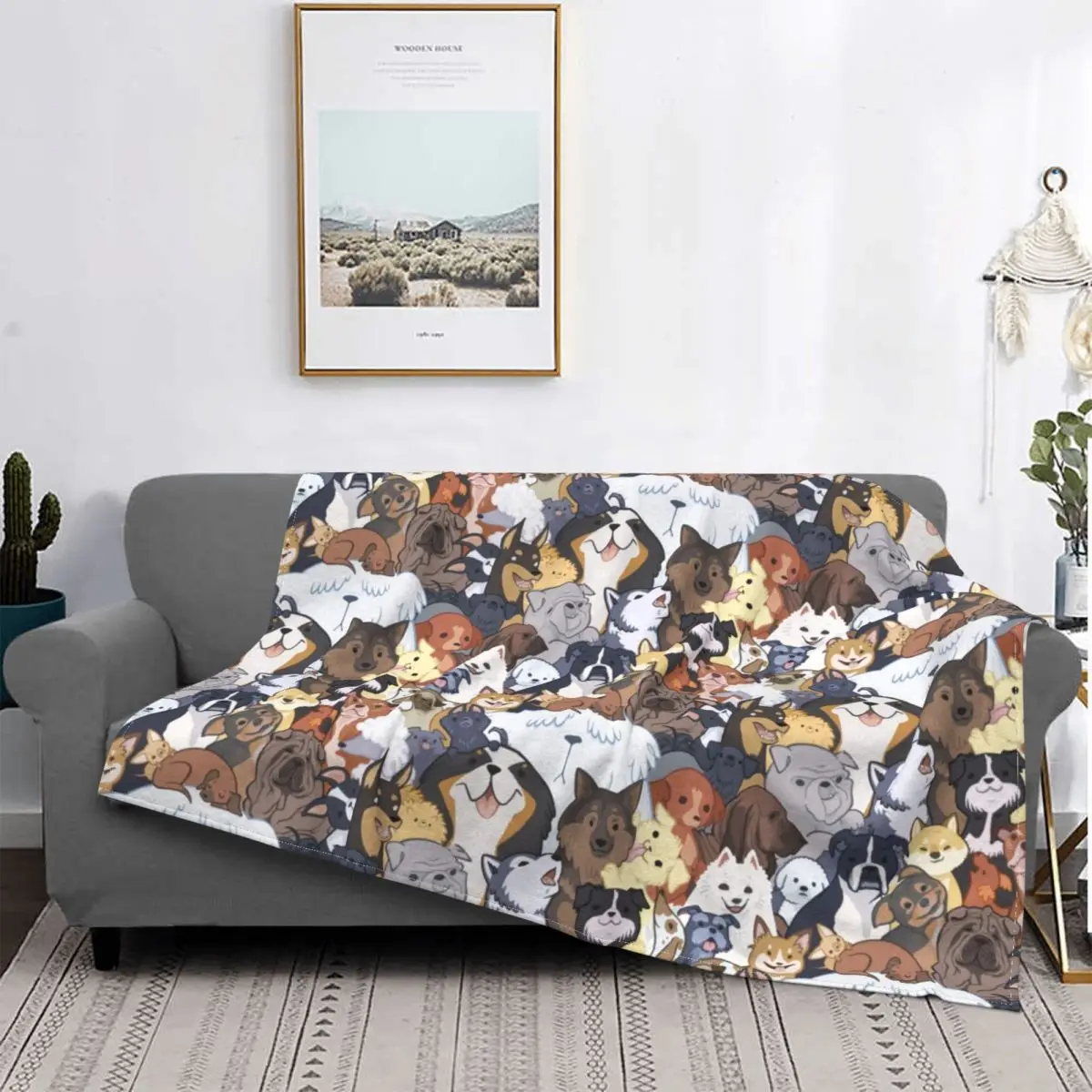 

Pupper Party German Shepard Blankets Fleece Winter Cute Dog Portable Ultra-Soft Throw Blanket for Sofa Car Bedspreads