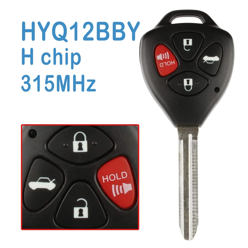 

2 Pcs HYQ12BBY Auto Smart Remote 3+1B ASK 315MHz H Chip PN: 89070-06650 TOY43 Car Key Fob For Toyota Camry 2010 2011