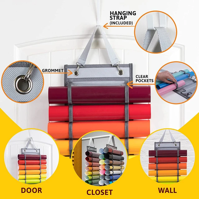 48 Compartments Vinyl Roll Storage Organizer For Wall Mount Hanging Closet  Over the Door Room Organizers