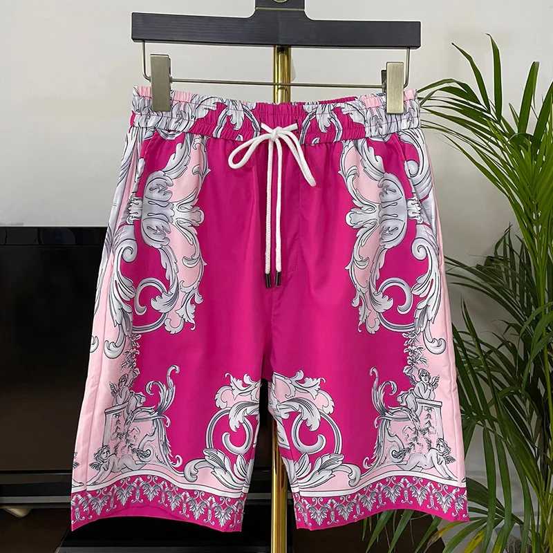 2023 Summer Europe Style Chic Men's Casual Shorts Suit Fashion Short-Sleeves Shirt + Beach Pants Two Piece Set C593