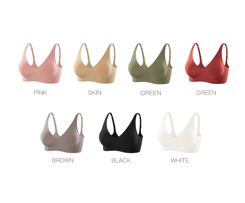 Plus Size Wireless Bra - Seamless Push Up Padded Plunge Bra with Adjustable Straps