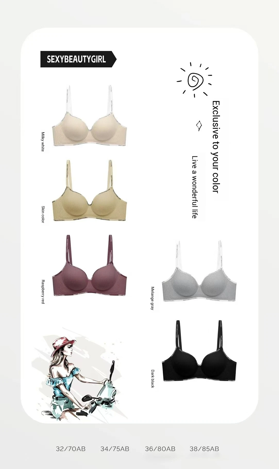 Padded Push-Up Bralette - Adjustable Wireless Comfort Bra