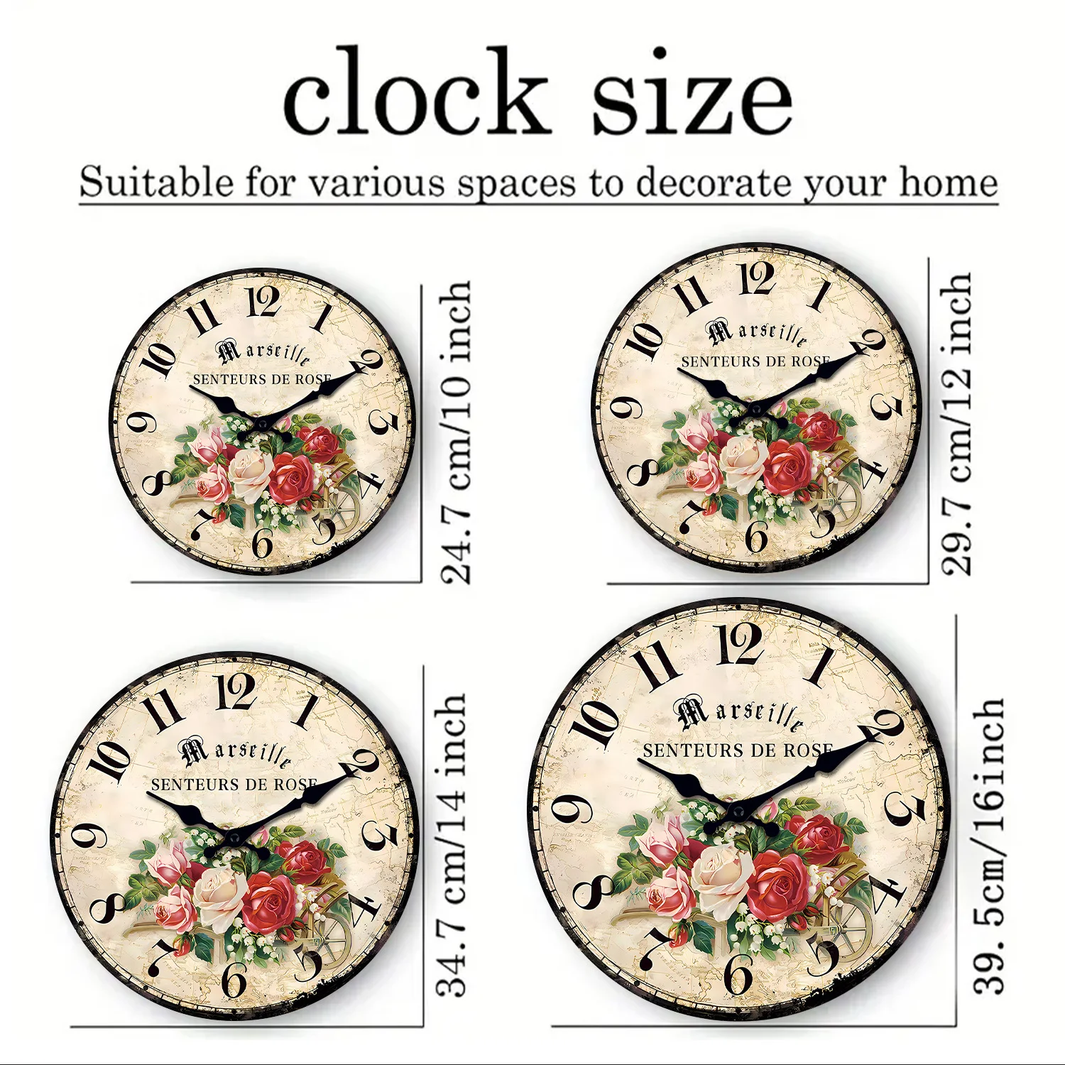 European Rose Wooden Wall Clock – Silent Quartz Home Decor 3