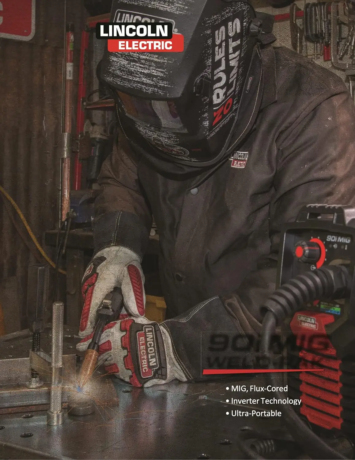 Lincoln Electric 90i MIG and Flux Core Wire Feed Weld-PAK Welder, 120V Welding Machine, Portable w/Shoulder Strap 2