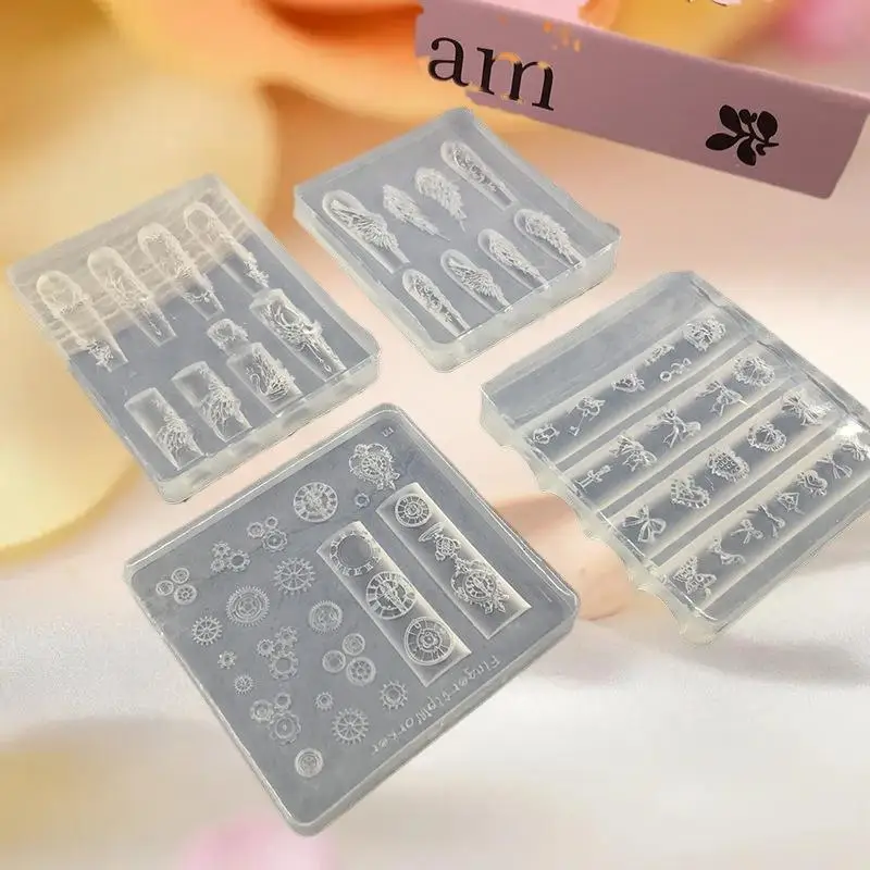 1개 귀여운 나비 날개 실리콘 네일 몰드 재사용 가능 템플릿 스탬핑 3D DIY 디자인 네일 아트 부품 장식 도구