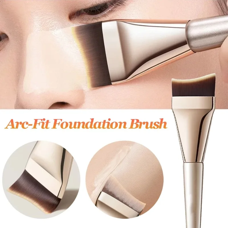 1/2Pcs Ultra-thin One-line Foundation Brush Crescent-shaped Brush Paint-free and Traceless Soft Bristle Professional Beauty Tool 2