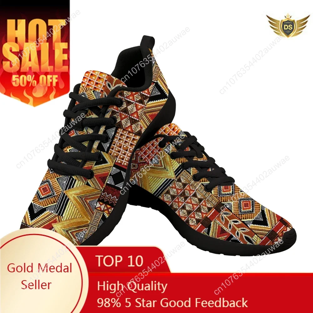 Designer Shoes Casual Lightweight Men Flat Harajuku Style Vintage African Print Sneakers Breathable Male Lace Up Footwear