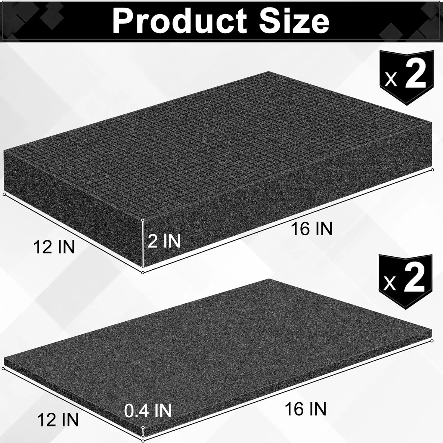 4PCS Pick and Pluck Pre Cubed Foam 16x12x2in 도구 인터록 박스 카메라 보관용 Pre Cutted 케이스 폼 패드