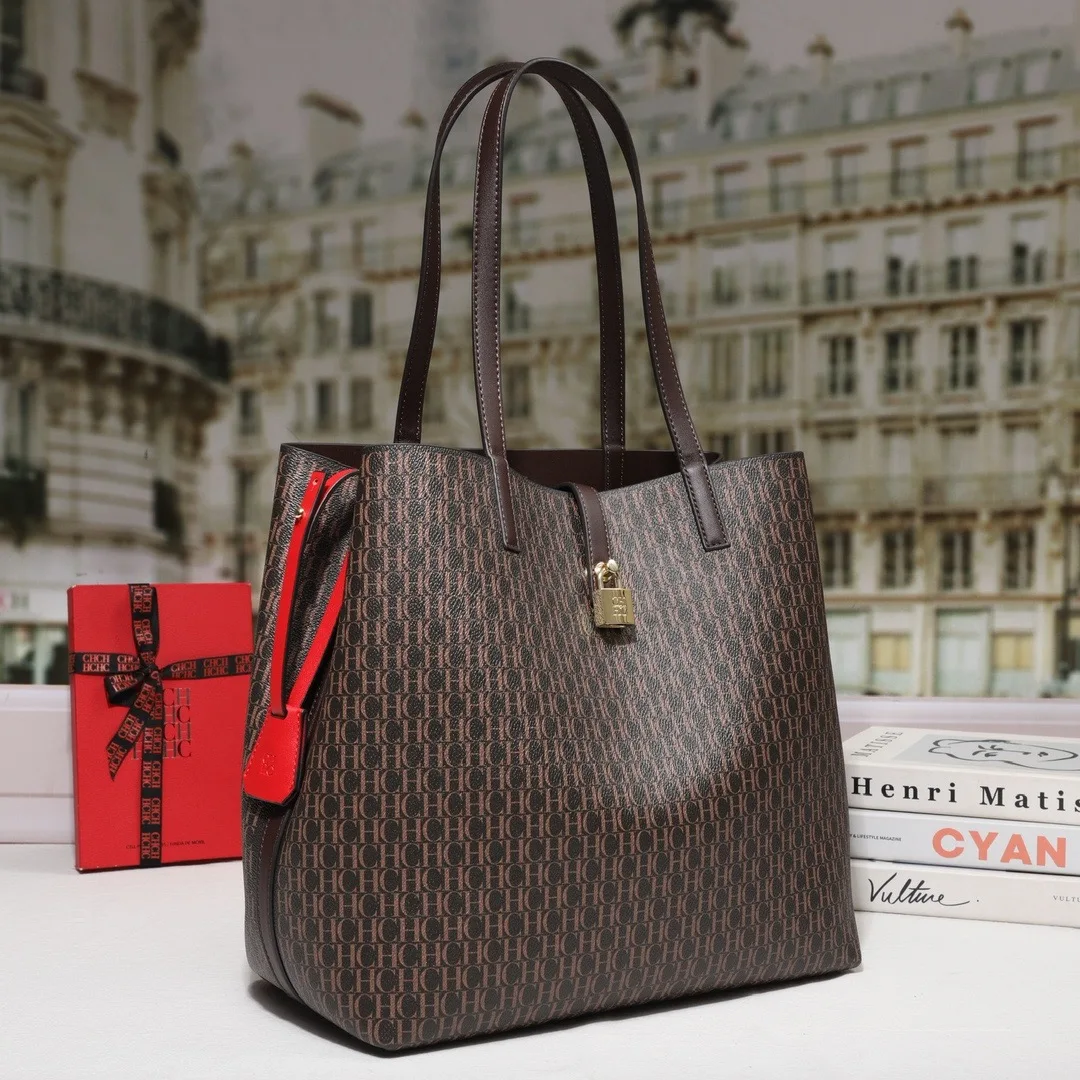 CILMI HARVILL CHHC Women's 2024 Large Bucket Bag Portable Single Shoulder Armpit Bag Large Capacity Leather Pattern Portable