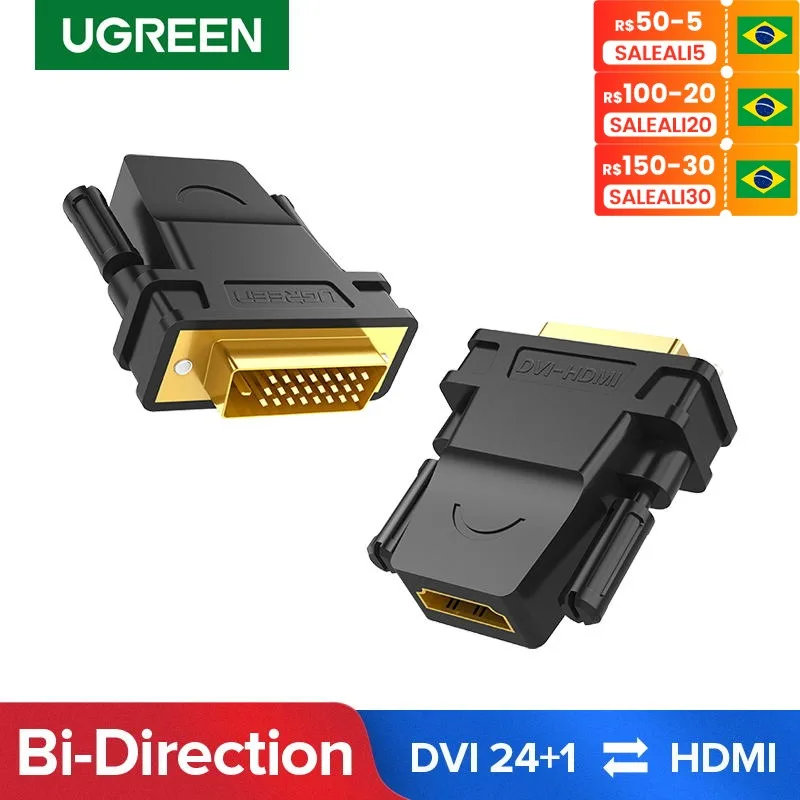 Ugreen DVI to HDMI Adapter Bidirectional DVI-D 24+1 Male Female Cable Connector Converter for HDTV Projector |