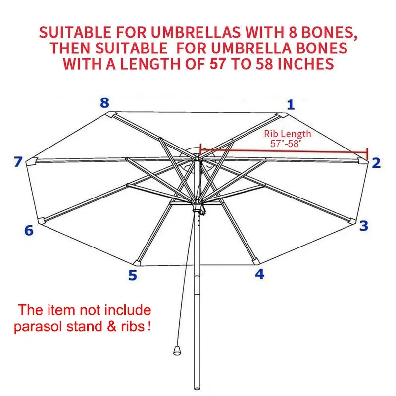 Parasol Replacement Cloth Garden Parasol Canopy Cover 2/2.7/3 Meters 6/8 Arm Banana Umbrella Cover