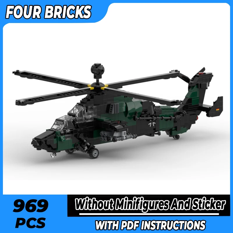 

Military Aircraft Model Moc Building Bricks Eurocopter EC665 Tiger Fighter Technology Blocks Gift Christmas Toy DIY Set Assembly