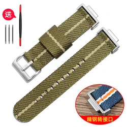 Men's Nylon Watch Strap - Durable and Stylish for Versatile Everyday Wear (Brown Beige - Silver)