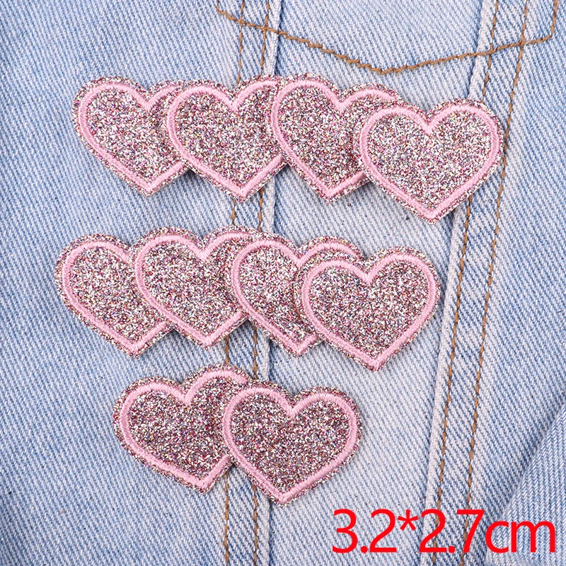 10 Stück bunte Glitzer-Liebesherzen, fünfzackige Sterne, bestickte Aufnäher für Röcke, Jeans, zum Aufbügeln oder Annähen, Dekoration für Kleidung, DIY – Detail 33