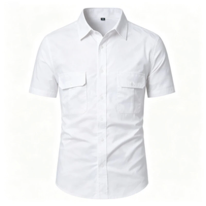 Men's Short Sleeved Shirt Light Mature Style Men's Short Sleeved Shirt European and American Workplace Business Casual Men's Com