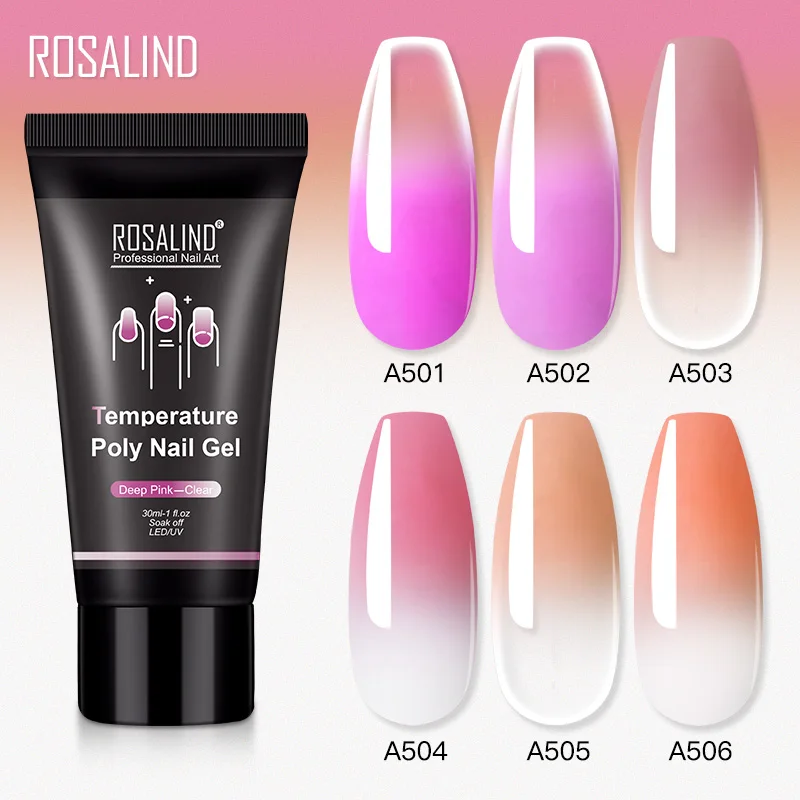 

ROSALIND 15ml Soak off Gel UV Acryl Gel Quick Building Finger Extension Nail Gel Temperature Change UV LED Hard Builder uv Gel