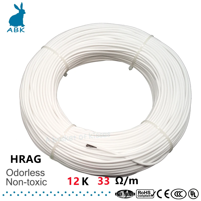 

Hrag 12k 33 Ohm High Quality Carbon Fiber Heating Cable Floor Non-toxic And Odorless Heating