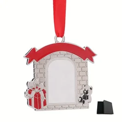 Customizable Christmas Picture Pendant Ornament with Red Ribbon - Unique DIY Holiday Decoration (1PC Gift box)