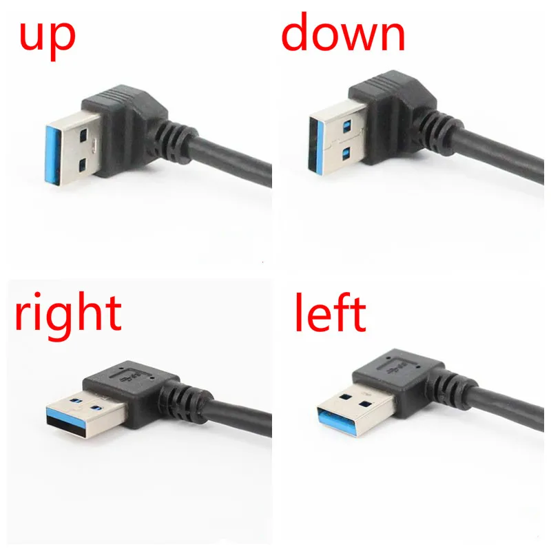 USB 3.0 A Male to Female Extension Adaptor Cable Flexible Compact Right/ Left/ Up/ Down 90 Degree Cord Extension Plug Converter - 3