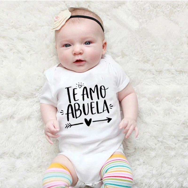

Baby Clothes New Born Summer Toddler Unisex Jumpsuit Baby Girl Clothes Te Amo Abuela Print Infant Shower Gifts Baby Boy Clothes