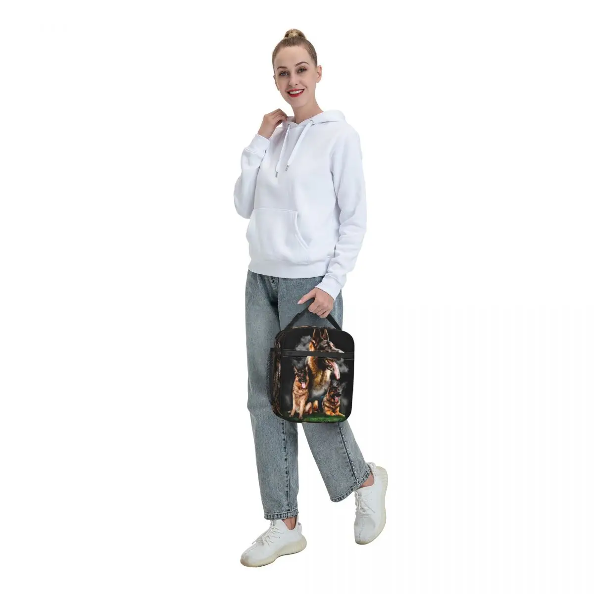 German Shepherd Dog Insulated Lunch Bag for Women Portable GSD Animal Wolf Dog Thermal Cooler Lunch Tote Kids School Children