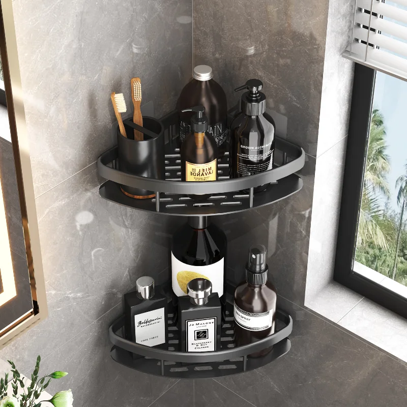 Corner Shelf Bathroom Shelf Aluminum Shower Storage Rack Black Corner  Shelves Wall-Free Punching Shower Rack Bathroom Accessorie - AliExpress