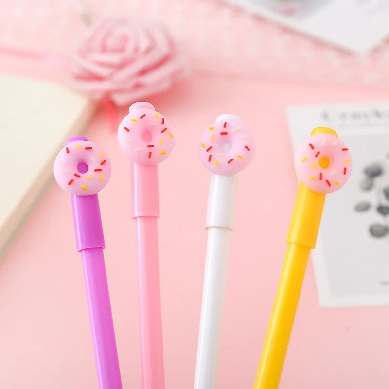 60PCS Creative Cute Donut Gel Pen Creative Student Writing Implement Office Signature Pen Black 0.5mm Ball Pen Stationery