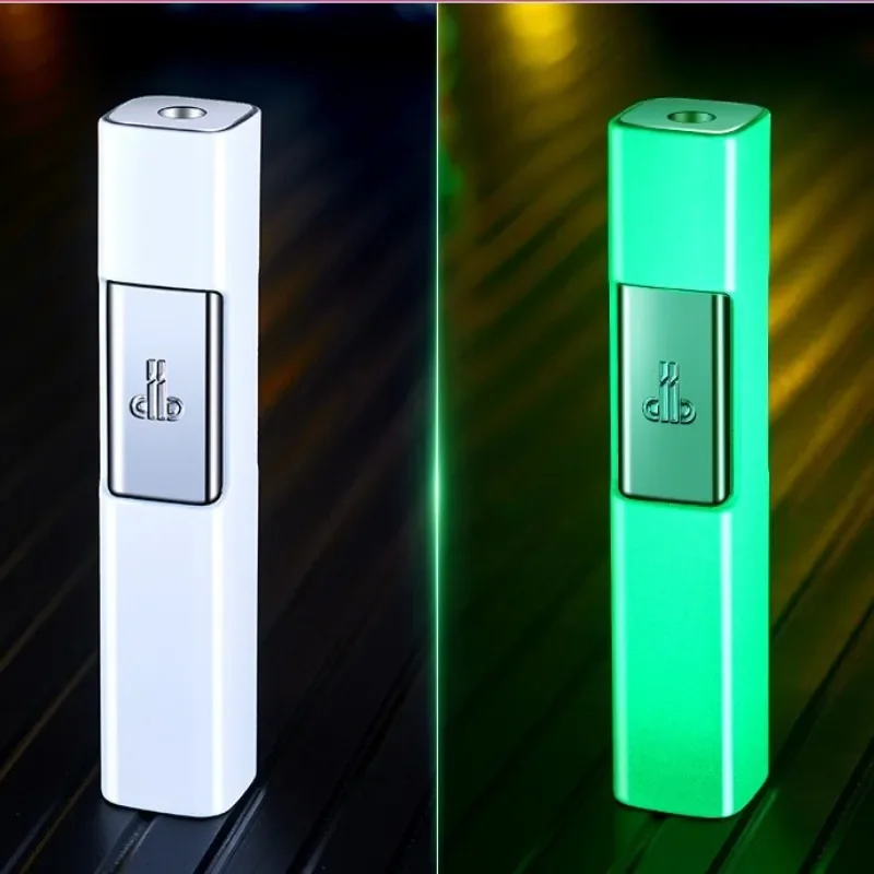 Mini Inflatable Windproof Butane Lighter Pink Jet Flame Luminous Cigarette Lighter Metal Electronic Lighters Smoking Accessories