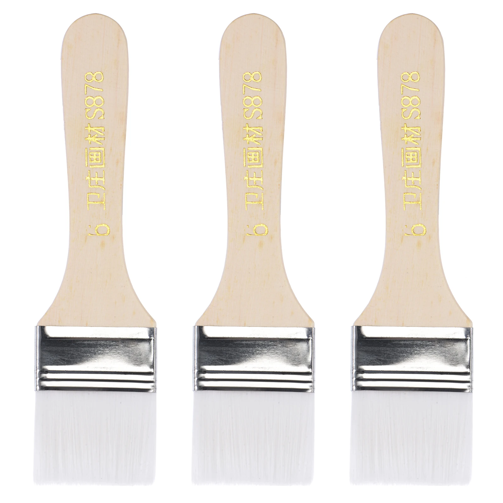 

uxcell 6" Paint Brush 1.6" Width Soft Nylon Bristle with Wood Handle for Wall, Cabinets, Fences White 3 Pcs