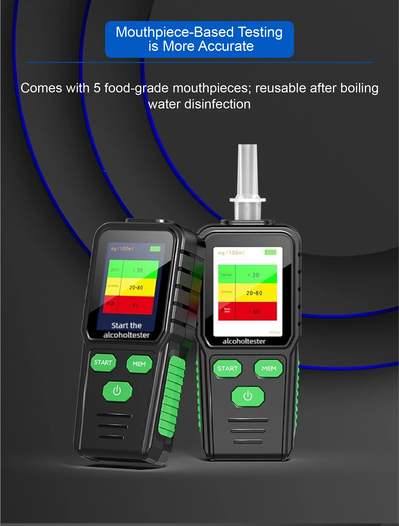 RD930 Portable Breathalyzer Alcohol Tester Police Grade BAC Detector LCD Voice A