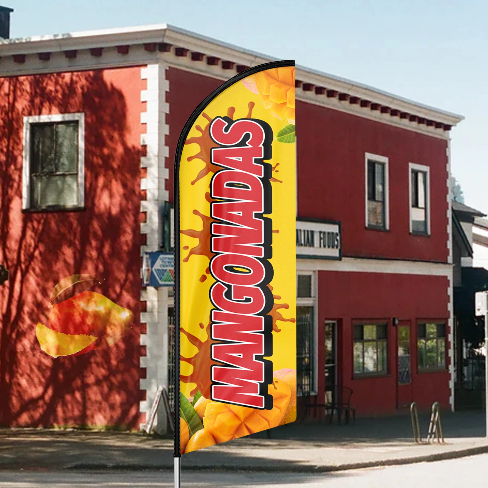 Mangonadas Flying Printed Customized Advertising Feather Flag Displsy Promotional Business Swooper Banner 8.2Ft✖2.1Ft Carry Bag |