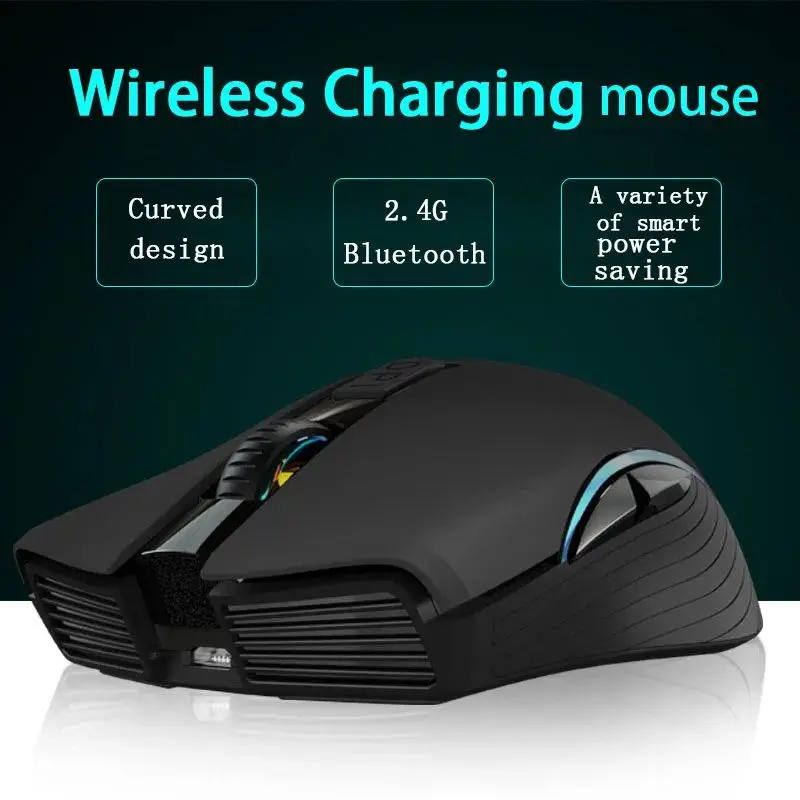 듀얼 모드 2.4G + 블루투스 무선 게이밍 마우스, OGORUS X9 인체 공학적 2400DPI, 무소음 7 가지 색상 조절 가능, PC 노트북용 브레스 글로우